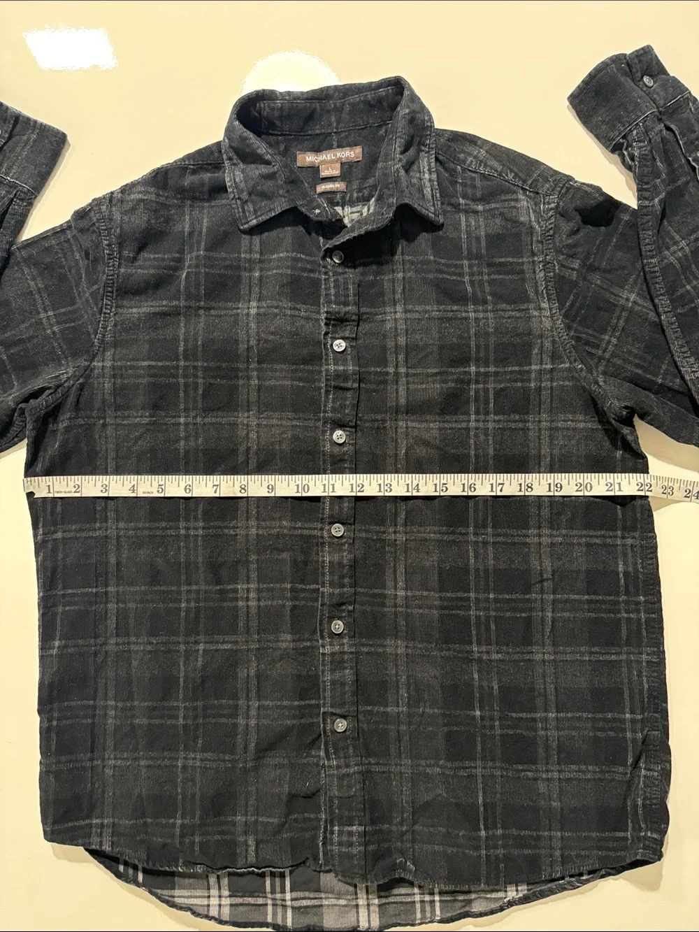 Michael Kors Black Plaid Button-Down Shirt